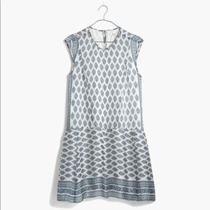 Madewell Blue Paisley Silk Drop Waist Dress